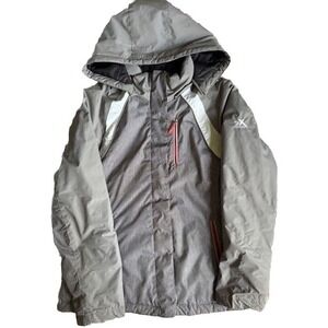 Zeroxposur‎ Womens Gray Silver Hooded Insulated Winter Ski Snowboard Jacket